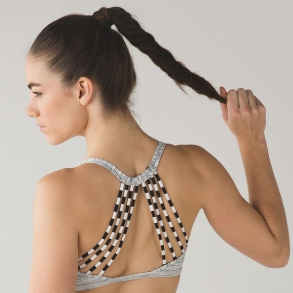 Lulu🍋 Lululemon Lighten Up Bra Space Dye Camo White Silver Spoon Size 8 - Picture 3 of 9